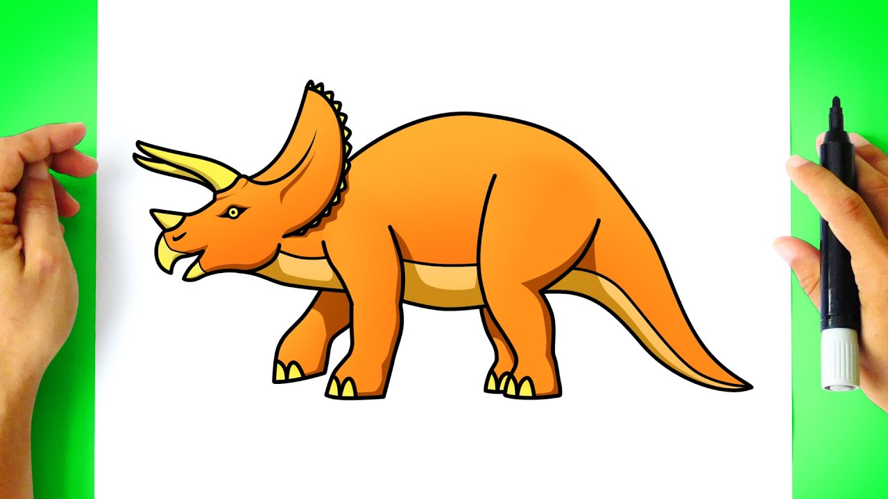 Como DESENHAR um DINOSSAURO TRICERATOPS - Como DIBUJAR un DINOSAURIO - How to DRAW a TRICERATOPS