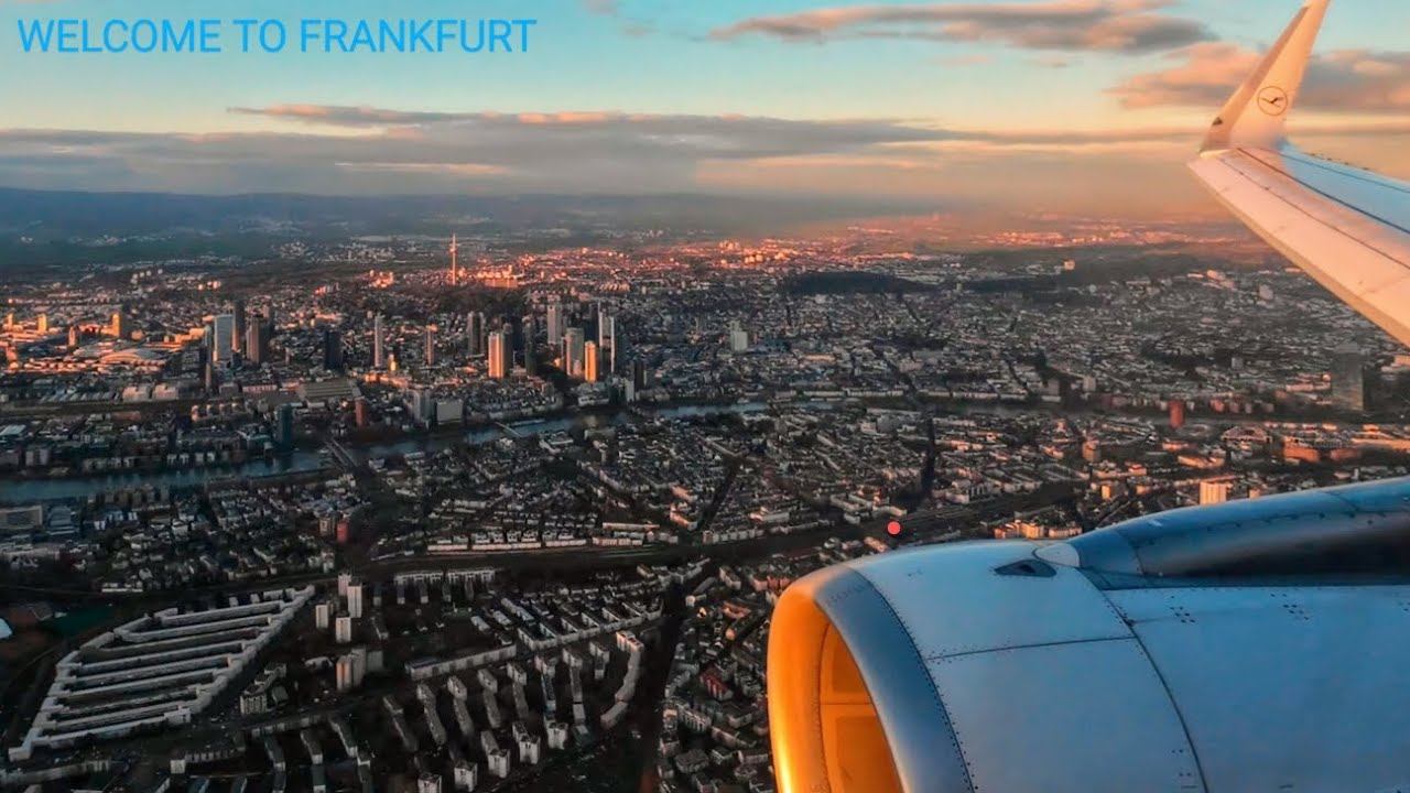 WELCOME to FRANKFURT - SCENIC APPROACH DURING SUNSET