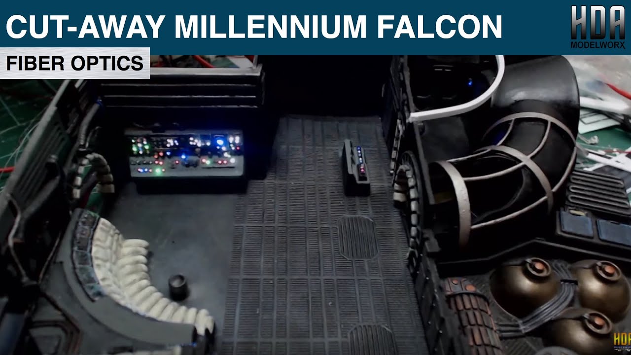 Star Wars - Millennium Falcon - Cut Away Model Kit Build Part 7 - Fiber Optic Lighting