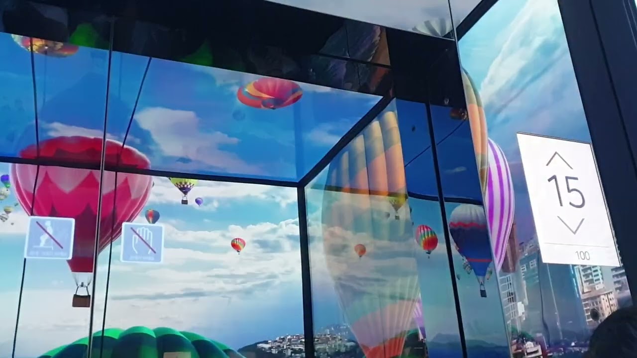 해운대 엘시티(LCT) 부산 엑스 더 스카이(Busan X the SKY) 1,2,98,99,100층 운행용 미쓰비시엘리베이터 오르막 탑사기(2021.04.02 촬영)