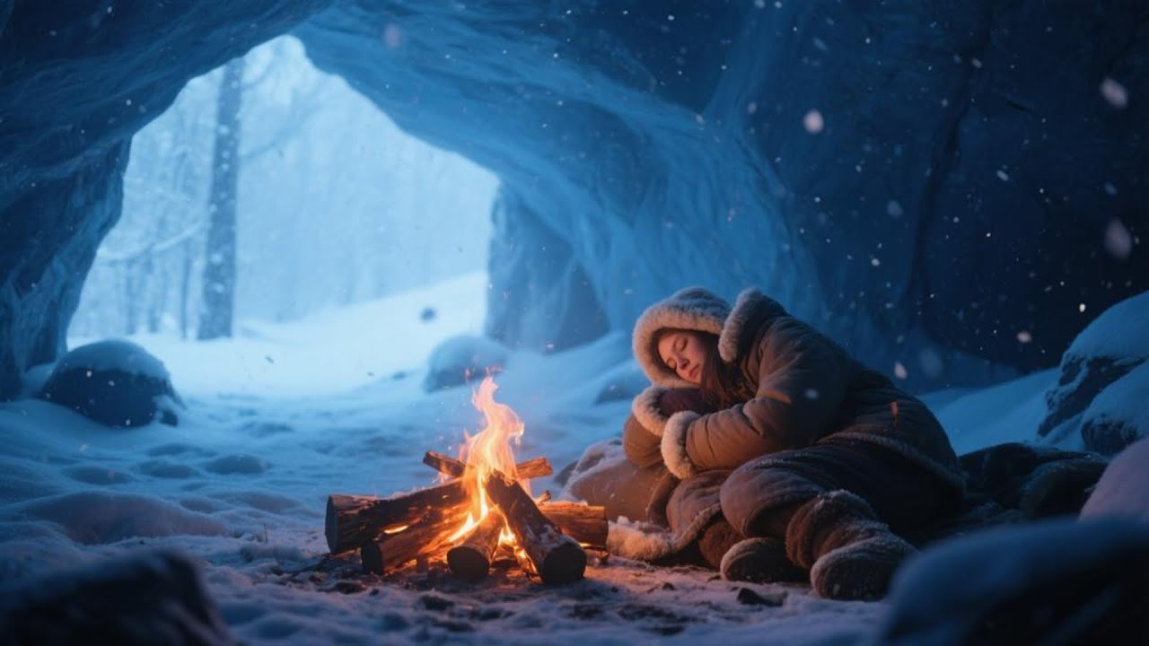 Winter Sleep Calm with Snowy Air and Cozy Fireplace Glow Gentle Winter Calm Music Soft Sleep