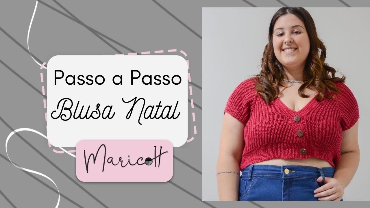 Blusa de verão tricô | Decote V no tricô | Barra inglesa no topdown