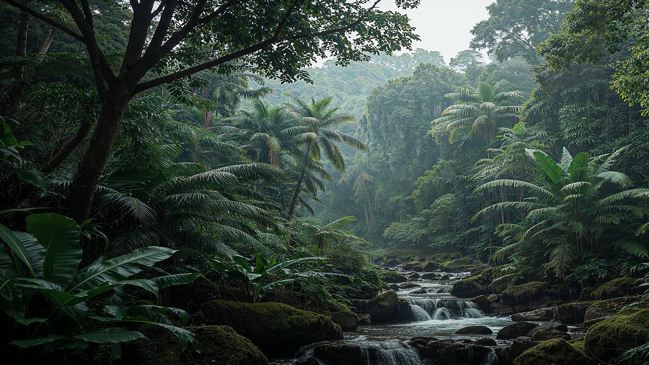 River Sounds - Relaxing Nature Video - Sleep- water flowing, Puerto Rico Coquí Sound