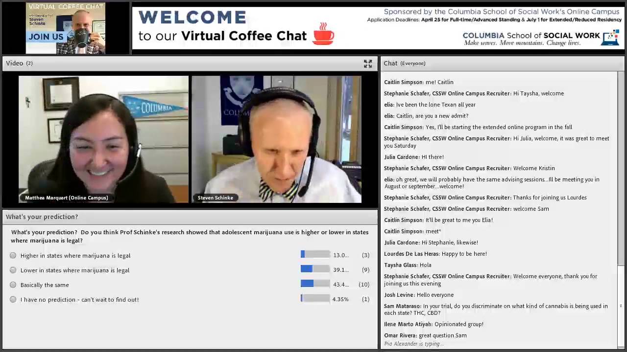 VIRTUAL COFFEE CHAT: Columbia Prof Steven Schinke on how legalizing marijuana affects adolescents