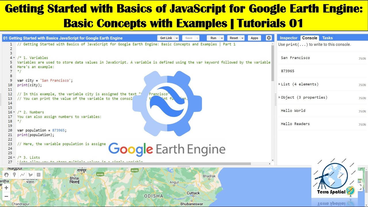 Начало работы с основами JavaScript для Google Earth Engine: основные понятия с примерами | 01