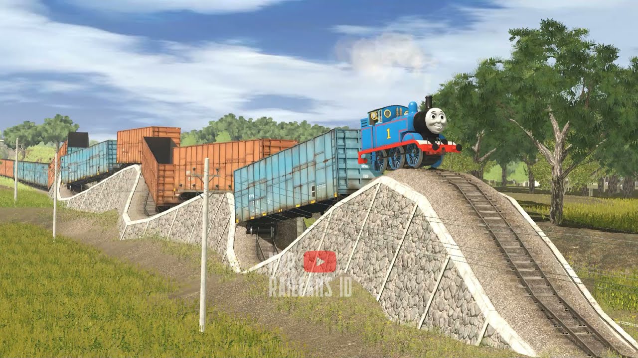 Kereta Api Thomas Melaju Di Rel Oleng | Thomas Drives On Messy Rails - Train For Kids
