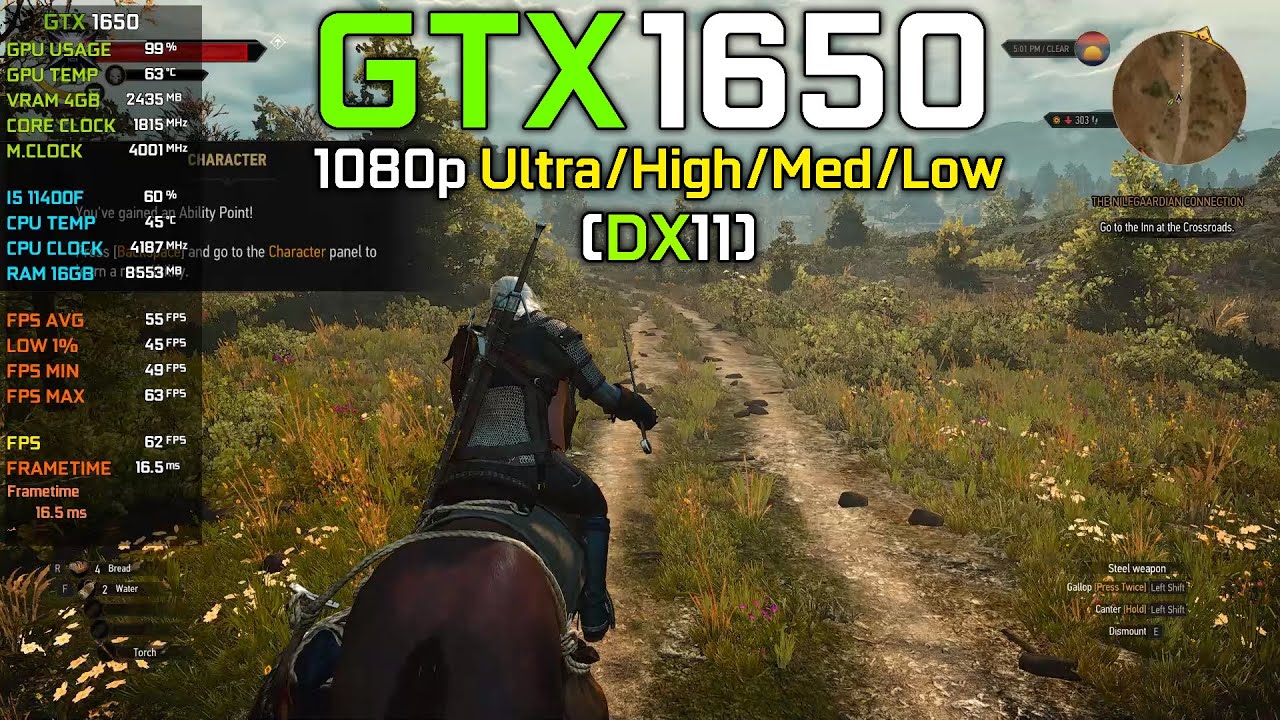 The Witcher 3 Next Gen Update : GTX 1650 + I5 11400F - 1080p All Settings (DX11)