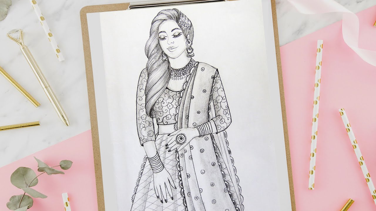 How to Draw a Beautiful Traditional Girl Very Easy | Girl Drawing