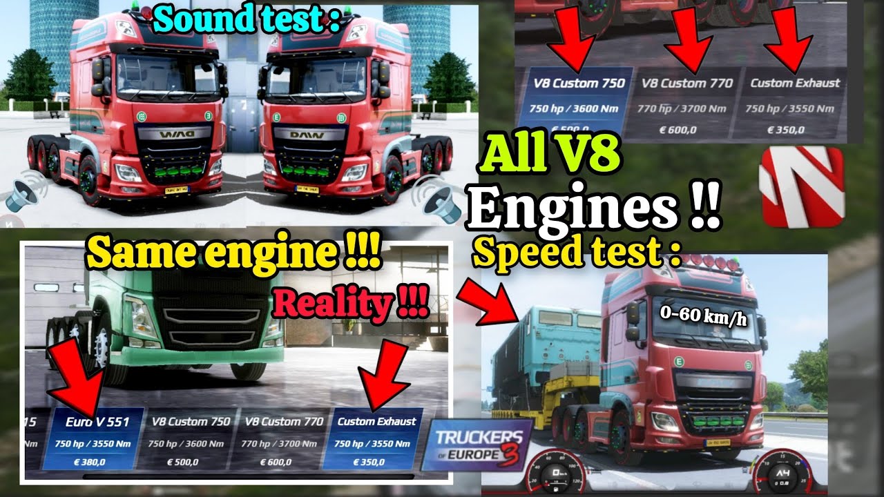 Comparison video of best V8 engines - Truckers of Europe 3 - Secret Reality 😱😱