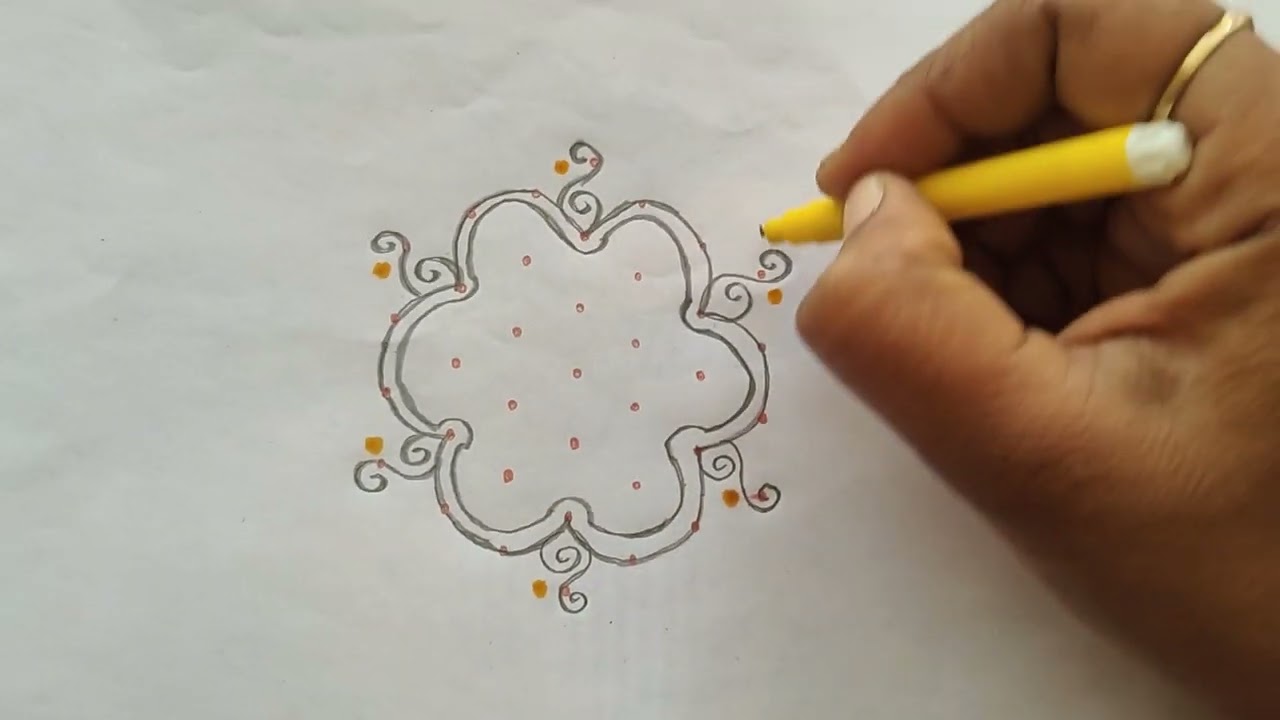 🌹Ugadi Easy and simple Rangoli Design 7*4🌺🌹Dot Daily Kolam Pandaga muggulu 🌺 Beautiful # Rangoli 