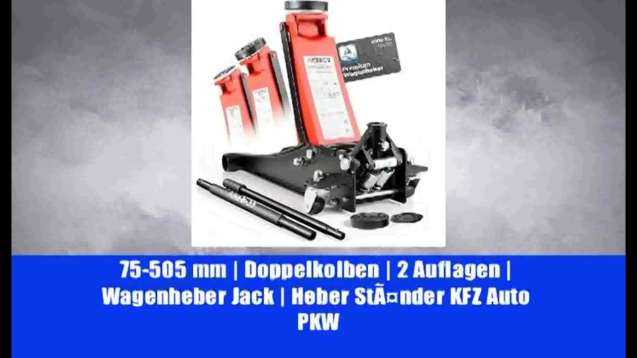 Arebos 3T Hydraulischer Rangierwagenheber flach | UnterfahrhÃ¶he 75-505 mm | Doppelkolben | 2