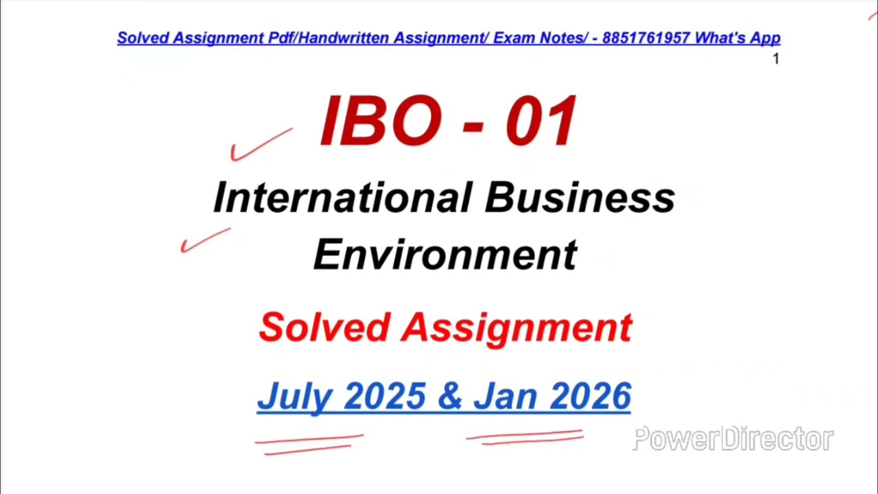 IBO 01 Solved Assignment 2025-2026 | IBO 01 Solved Assignment 2026 | MCOM Assignment IGNOU | IBO 01