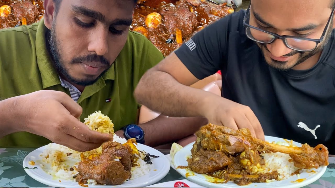 Eating Lunch(Rice & Spicy Meat Curry/Chui Jhal, Mutton Leg) With Friends at Dokhina Kitchen