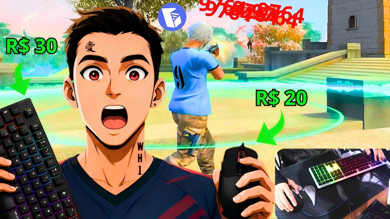 JOGANDO APOSTADO COM TECLADO E MOUSE BARATO NO MOBILADOR COM HANDCAM !! FREE FIRE 