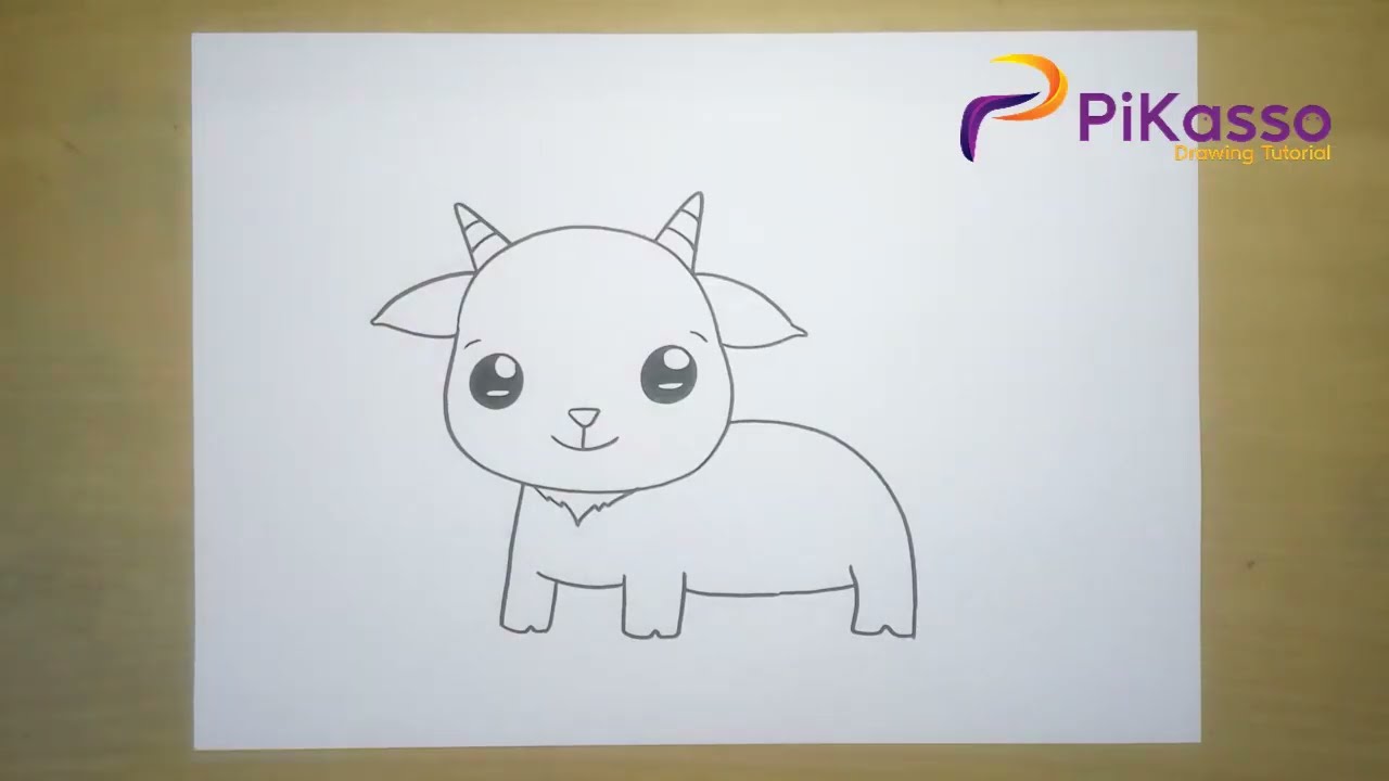 Cute Cartoon Goat Easy Drawing Tutorial