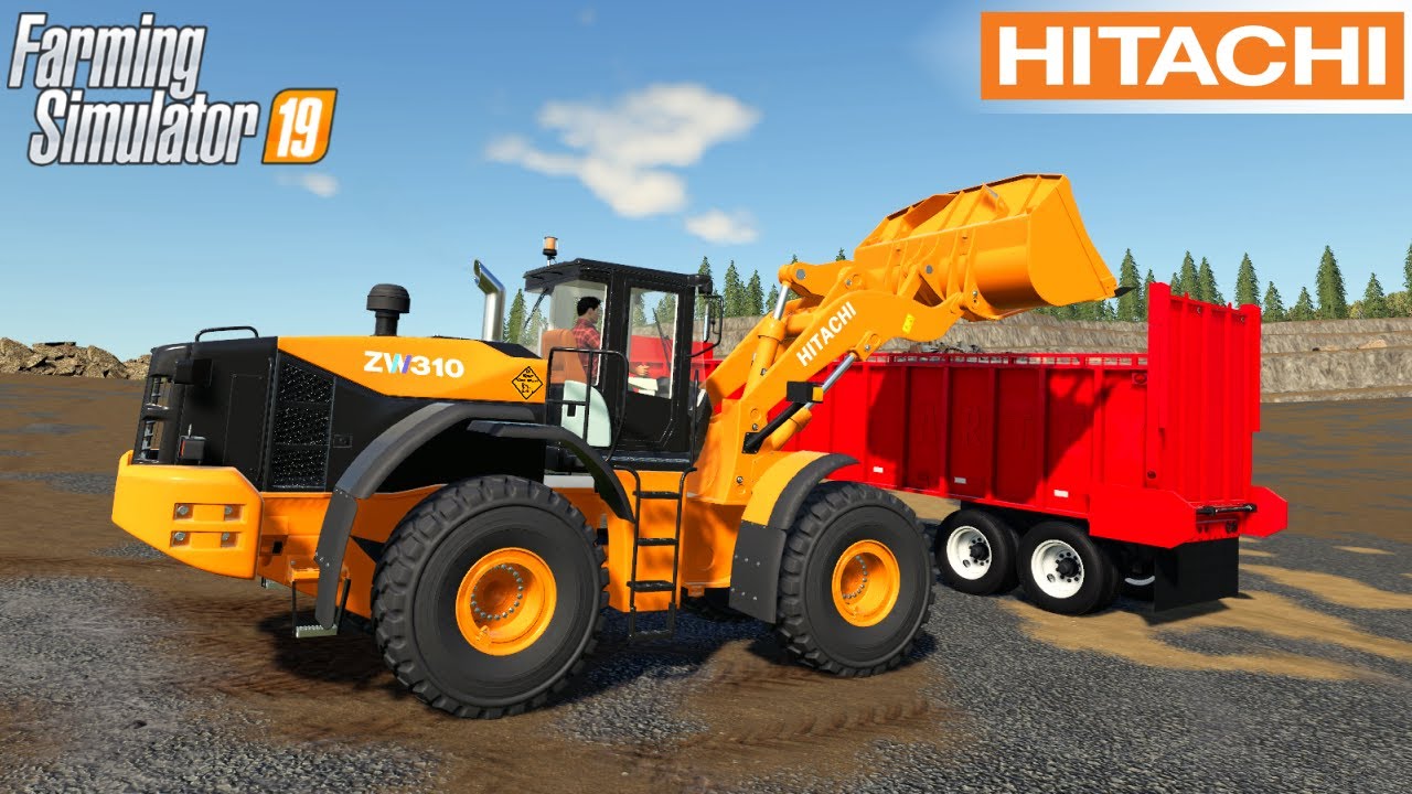 Farming Simulator 19 - HITACHI ZW310 Wheel Loader Loads A Dump Truck In A Stone Quarry