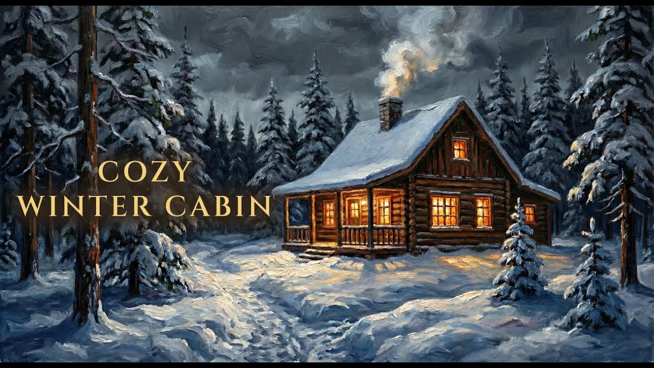 Cozy Winter Cabin ❄️ Soft Piano & Falling Snow | Relaxing Ambience