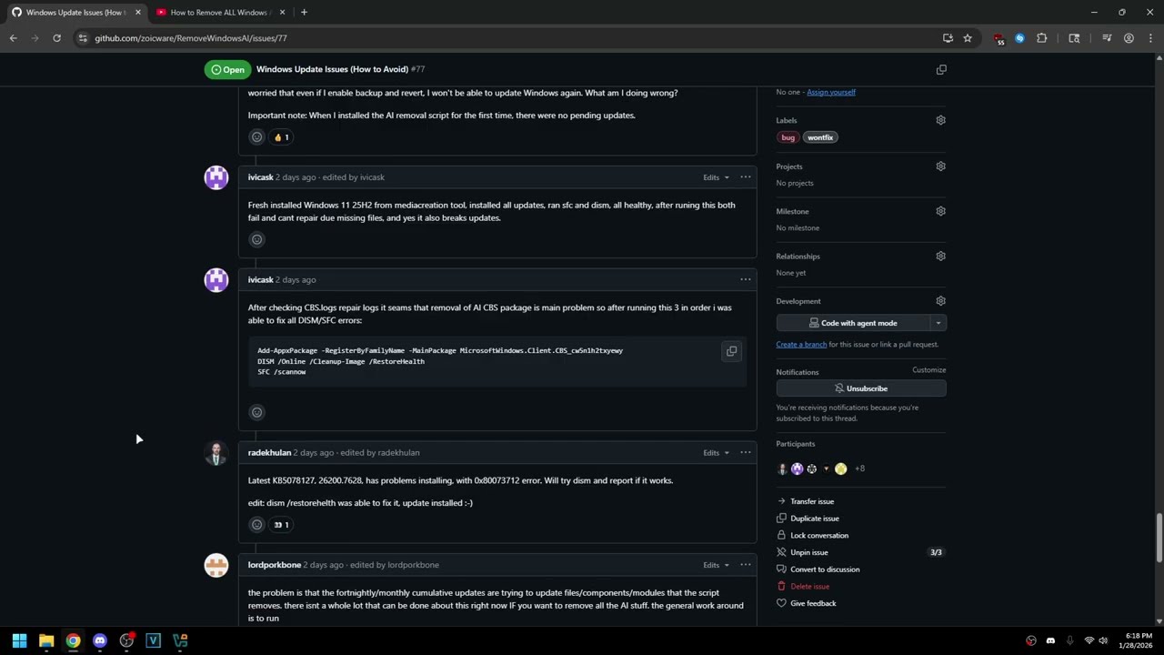 Remove Windows AI Script Updates