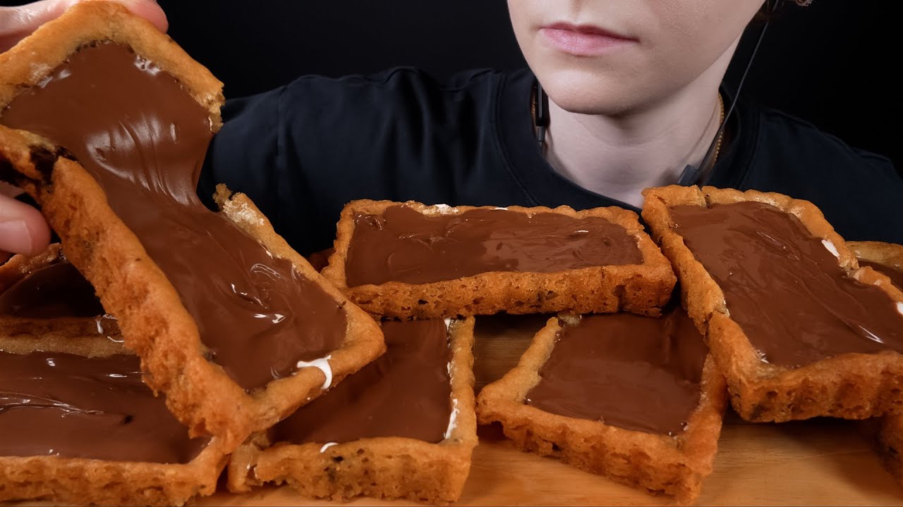 ASMR Nutella Chocolate Chip Marshmallow Cream Cookies Dessert Mukbang | Eating Sounds 먹방