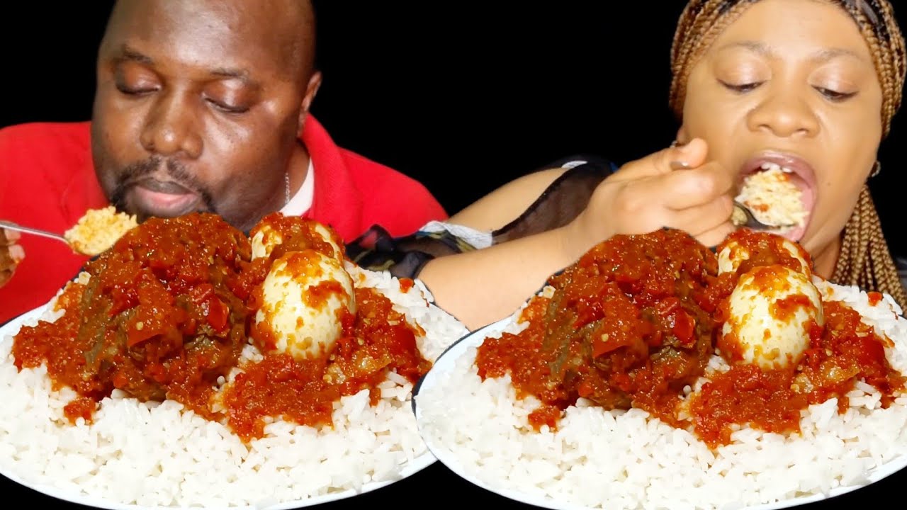 Звуки еды в стиле АСМР: мукбанг с рисом и тушеной индейкой с перцем | Скоростное питание в африка...