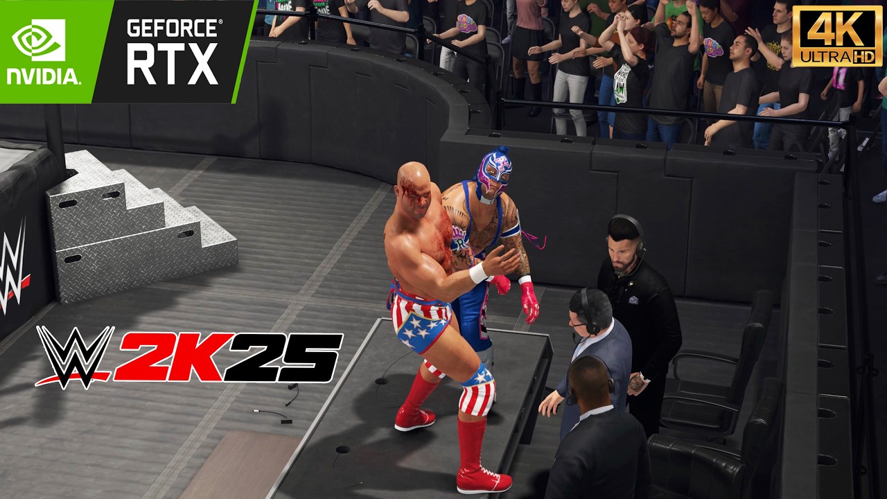 WWE 2K25 : Rey Mysterio vs Kurt Angle – This No Holds Barred Match Went Too Far -  (4K60fs)