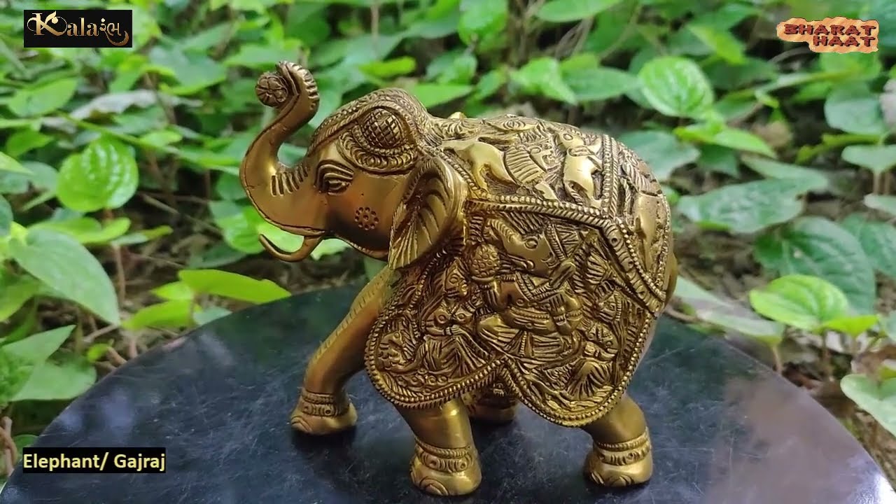 Kalarambh Brass Elephant/ Gajraj/ Hathi Idol Murti Statue for Home Decor Collectible Handicraft