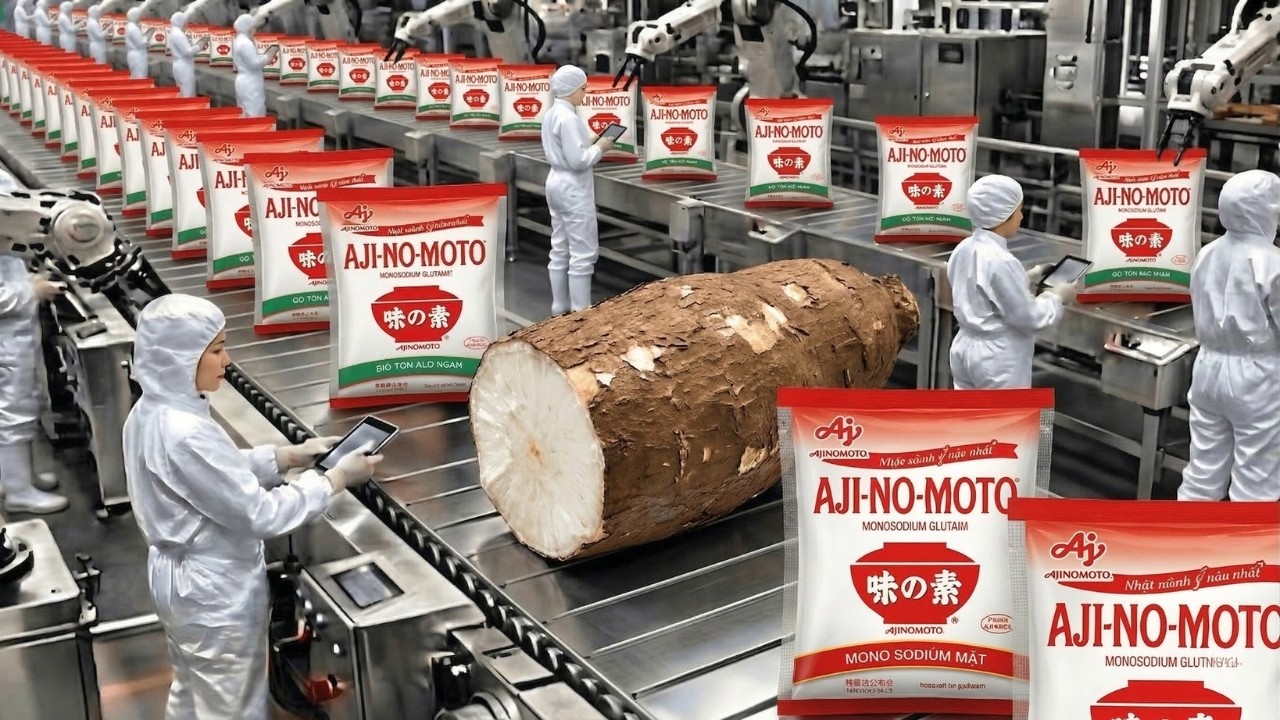MSG Ajinomoto production process from cassava in a gigantic modern factory