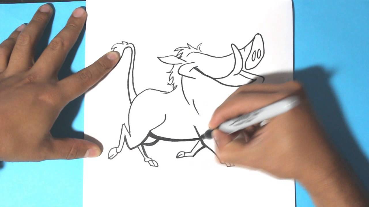Como dibujar a pumba - How to draw pumba - Como dibujar al rey leon