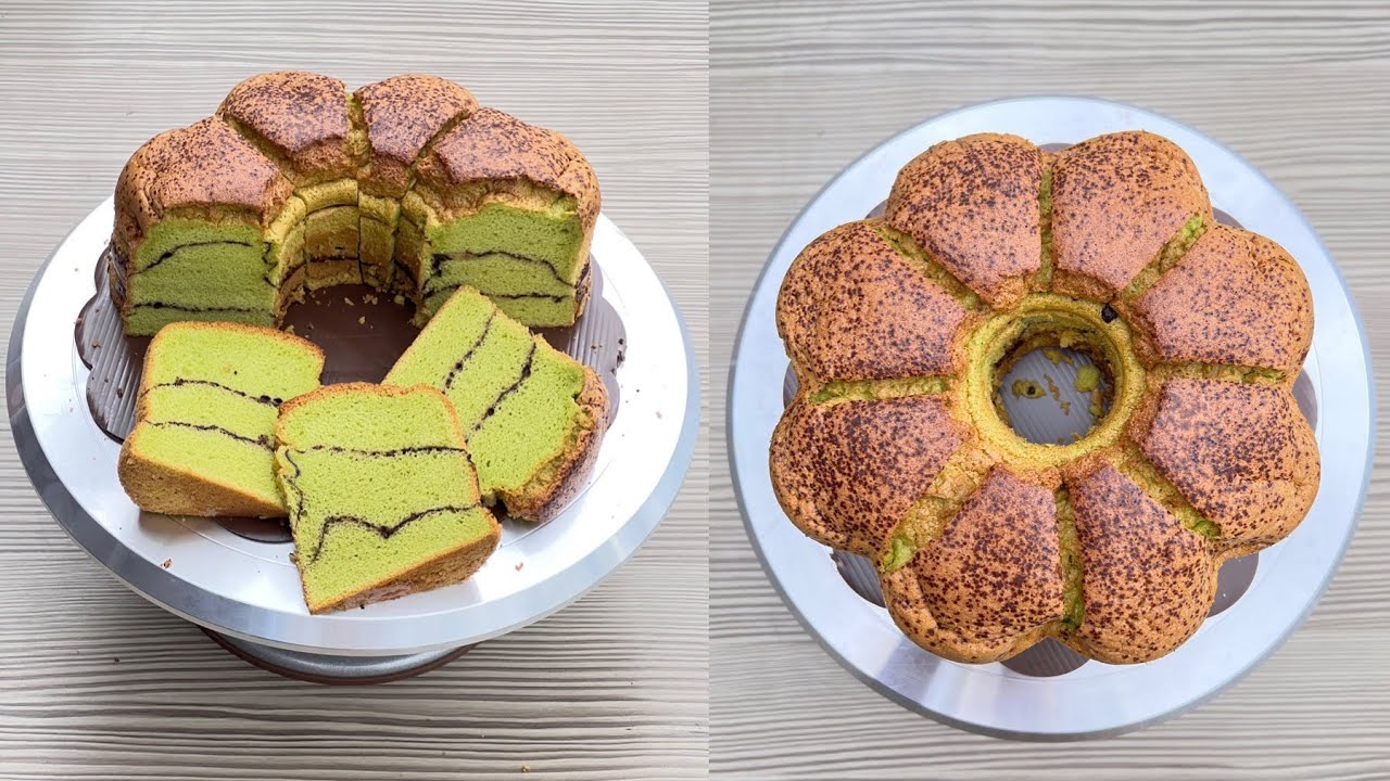 Pandan Chocolate Chiffon Cake