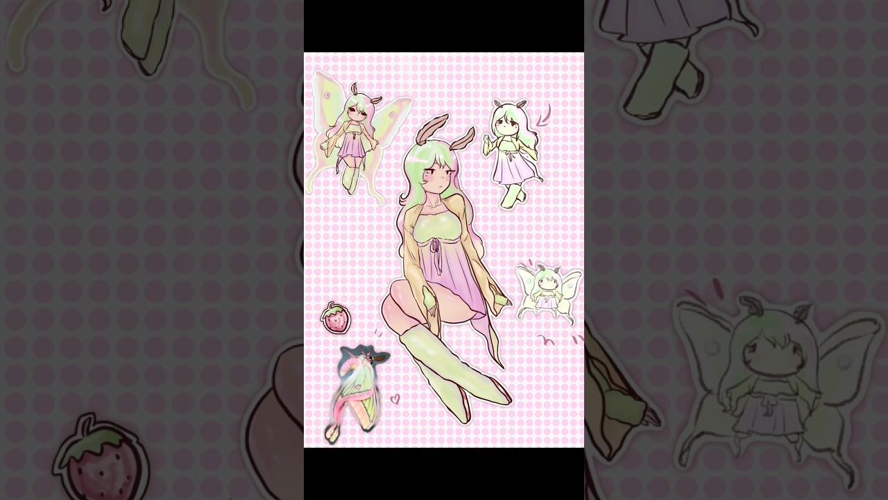 Moth girl🍓🎀 #art #drawingprocess #digitalart #explore #drawing #originalcharacter #mothgirl #reel