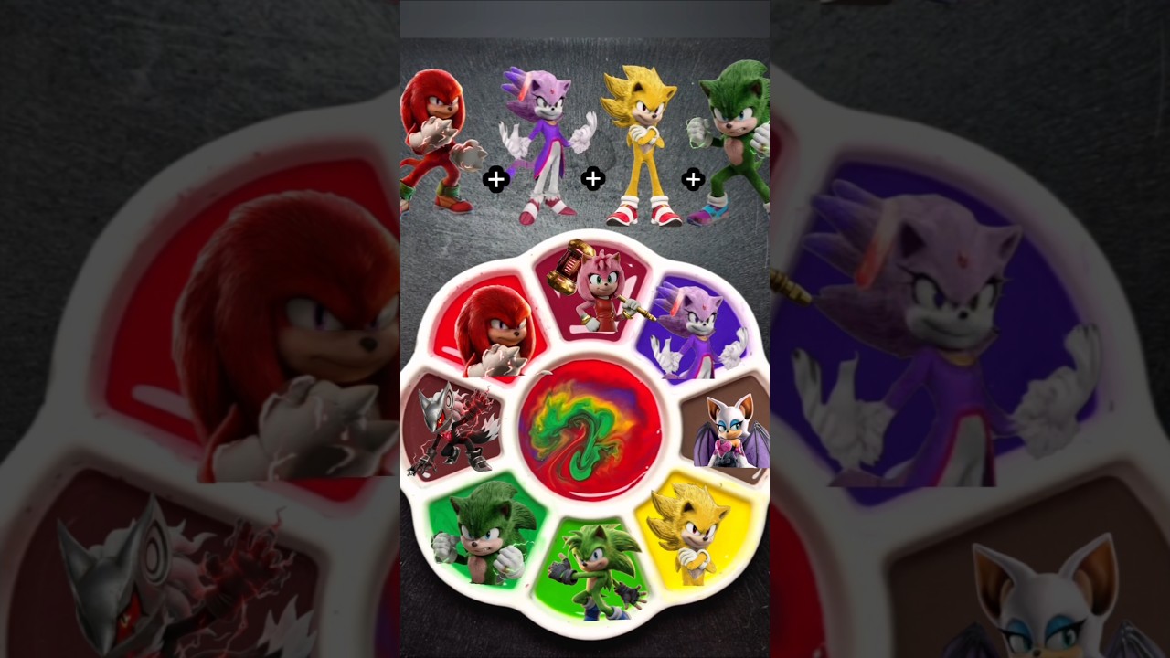 Sonic Hedgehog characters mixing #sonic #sonicthehedgehog #gaming #shadow #satisfying #shorts #art