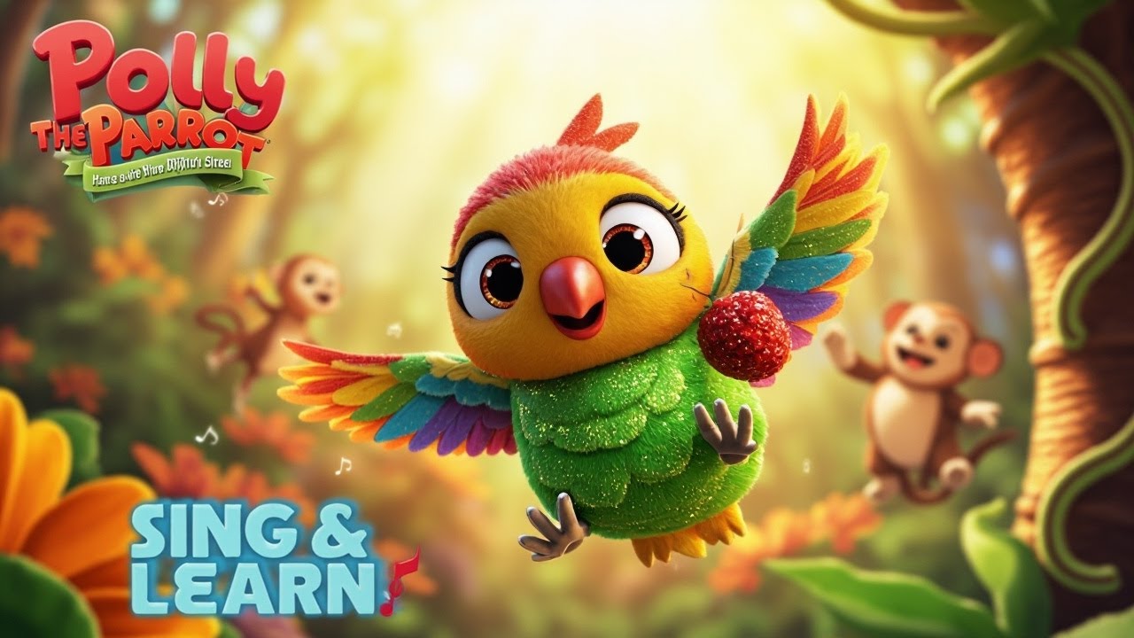 Polly the Parrot 🦜 | Fun Learning Song for Kids | Parrot Life, Food & Jungle Adventure!