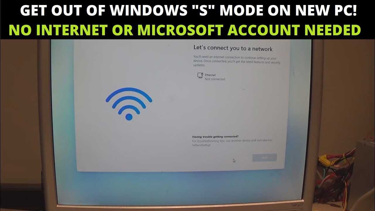Force new Windows 11 PC out of S Mode & bypass internet requirement