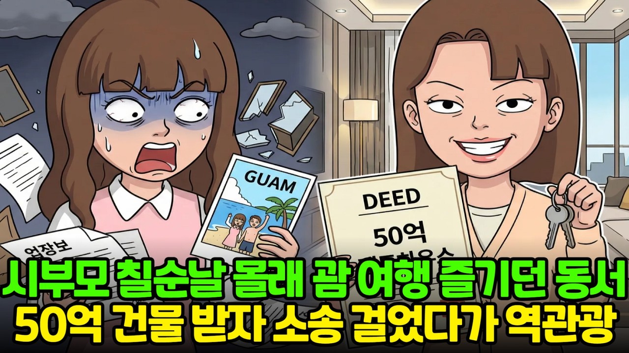 시부모 칠순날 몰래 괌 여행 즐기던 동서! 시부에게 50억 건물 받자 소송 걸었다가 역관광