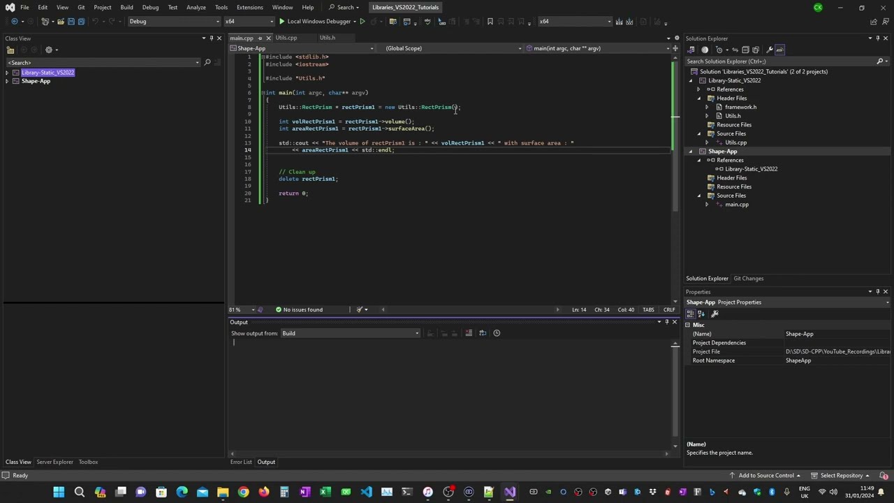 Creating A C++ Static Library in Visual Studio 2022