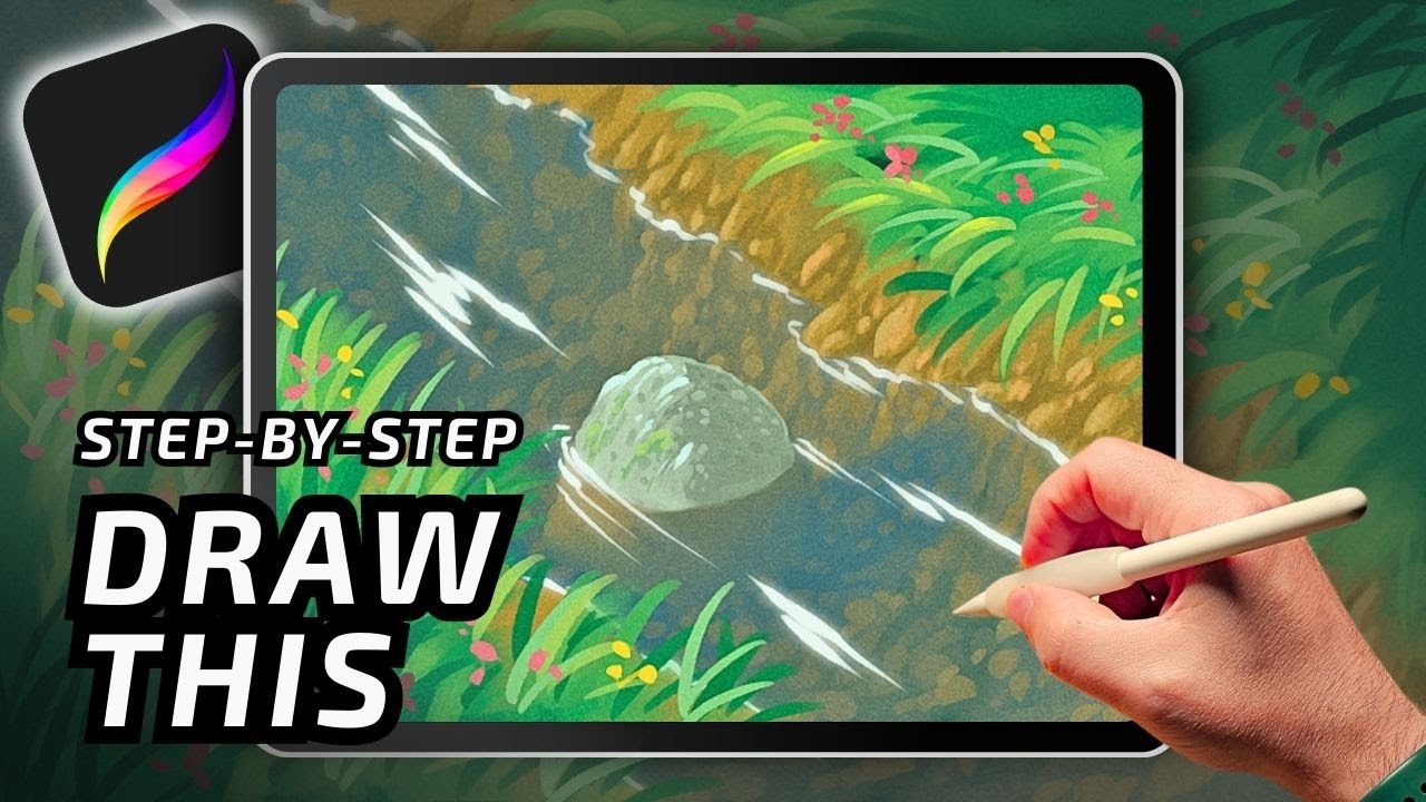 Step-by-Step PROCREATE TUTORIAL: Ghibli-Style Crystal Clear River