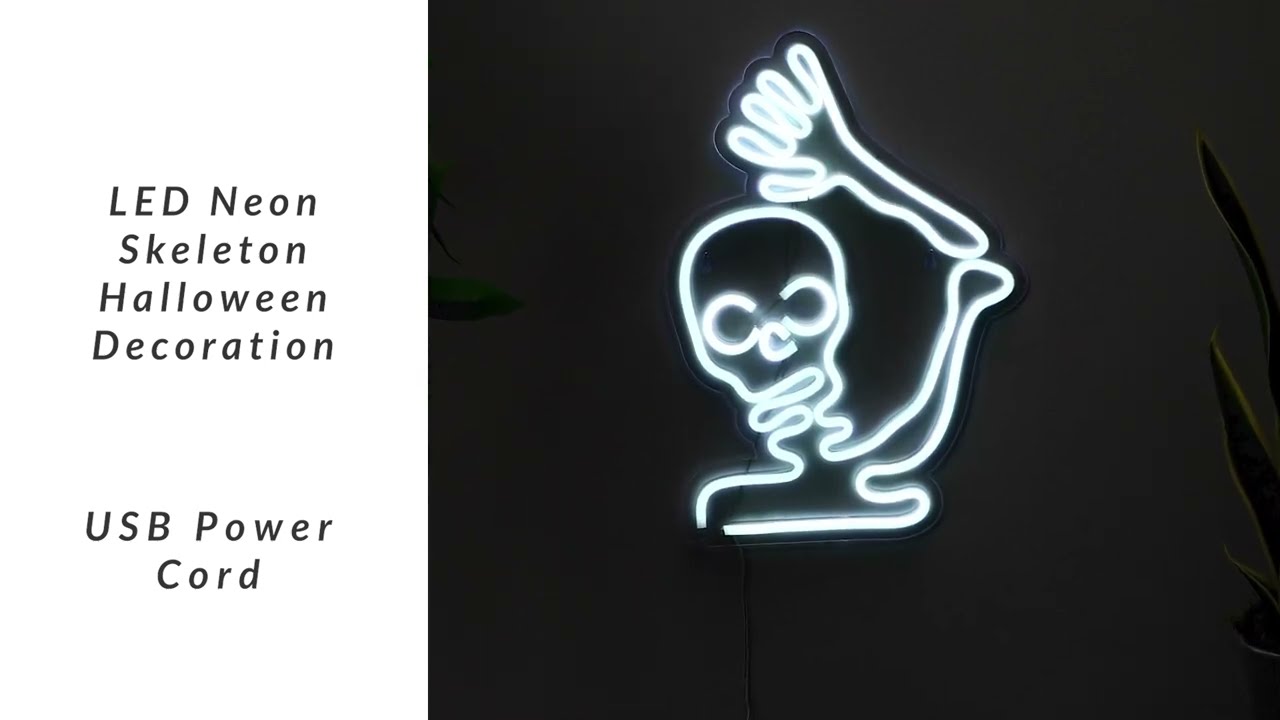 LED Skeleton Neon Lighted Halloween Window Decoration - 15