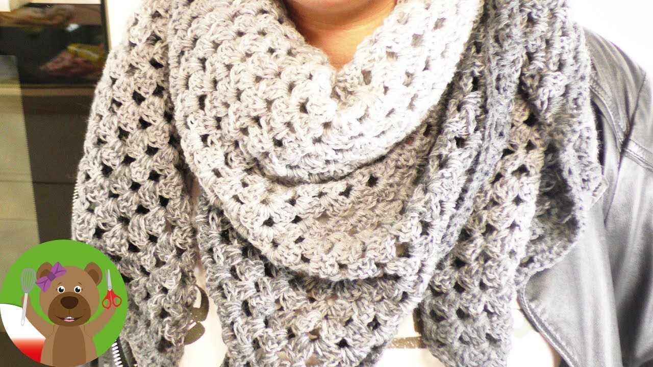 XXL chusta na szydełku | chusta z włóczki z gradientem