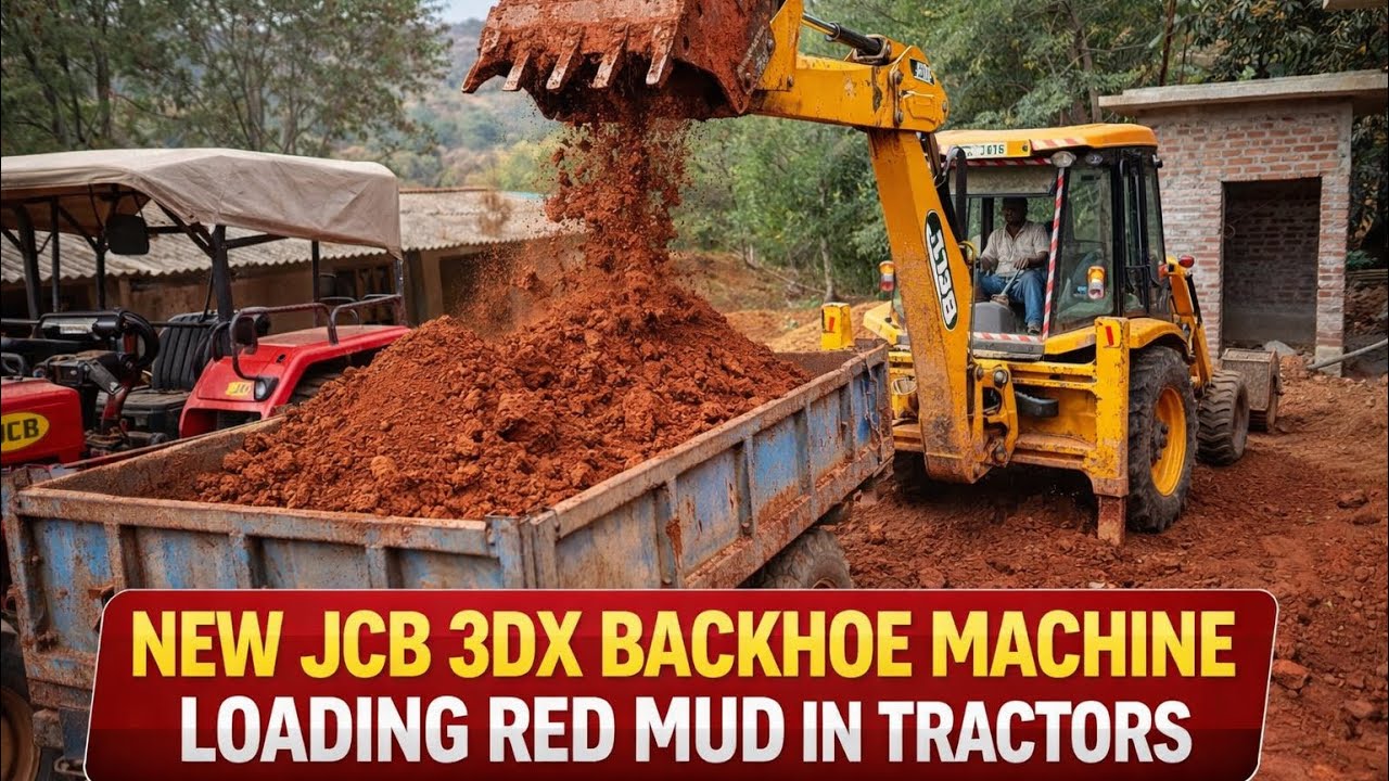 New JCB 3dx Backhoe Machine Loading  Red Mud in Tractors || jcb tractor cartoon videos #jcbbackhoe