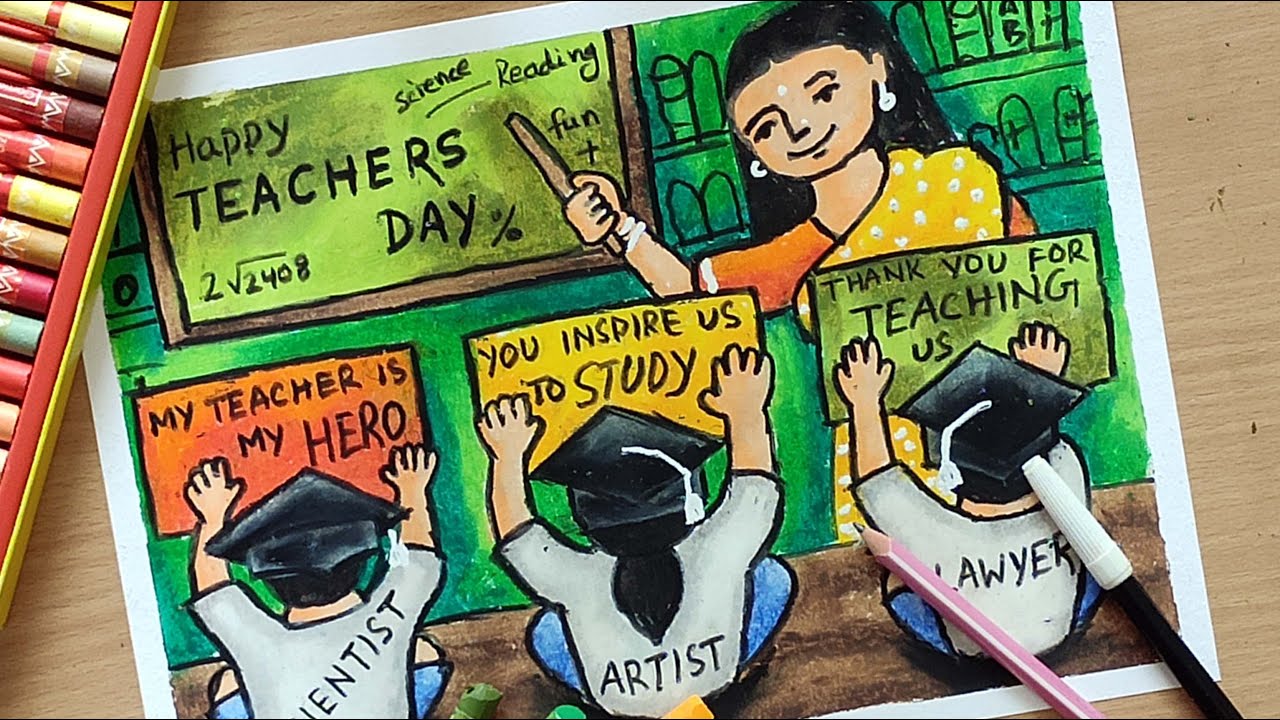 Teachers Day Drawing Oil Pastel | Happy Teachers Day