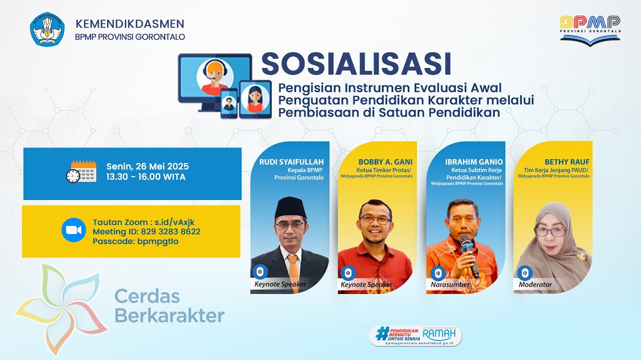 Sosialisasi Pengisian Instrumen Evaluasi Awal Penguatan Pendidikan Karakter melalui Pembiasaan