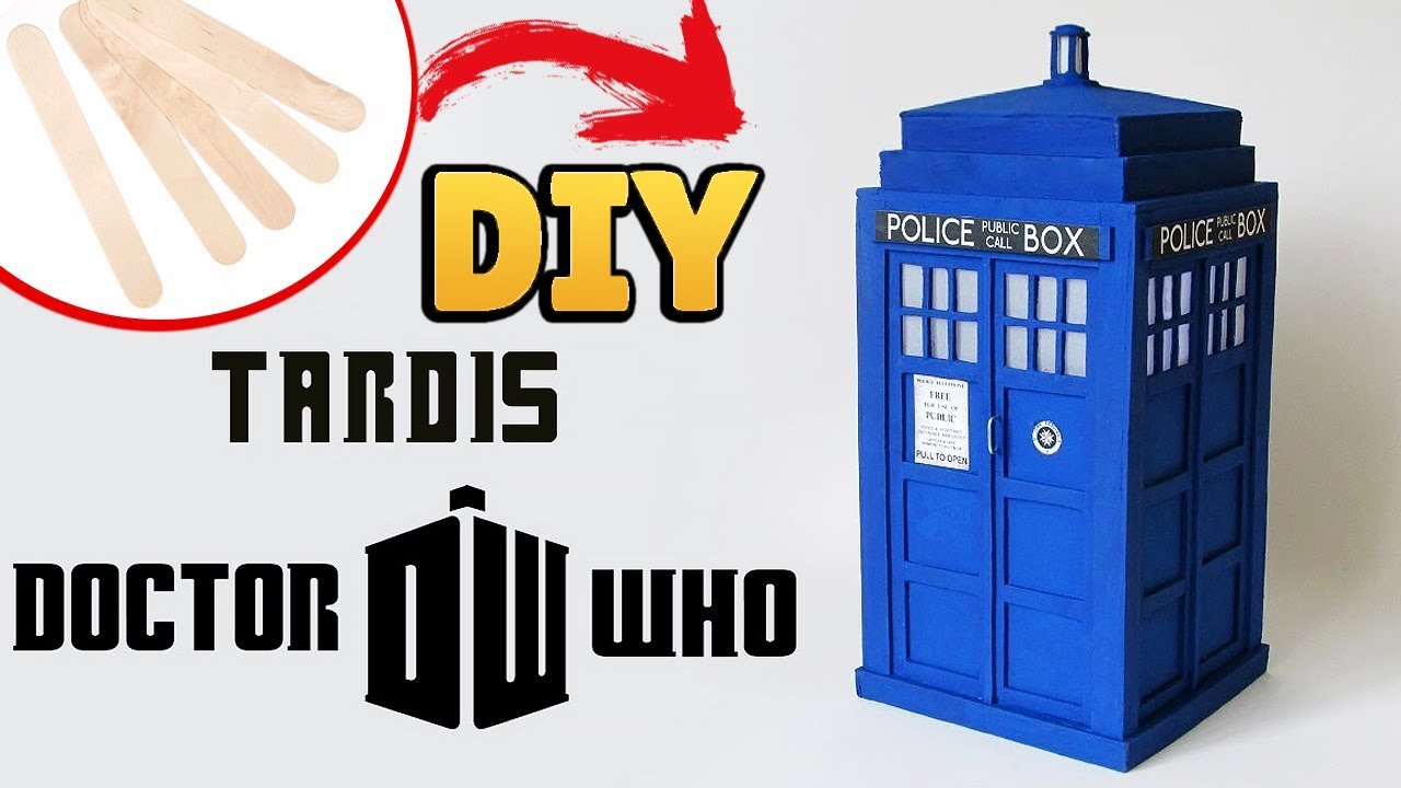 DIY: Como Fazer sua TARDIS de DOCTOR WHO Usando Palitos de Picolé / #diypalitos #diyseriados