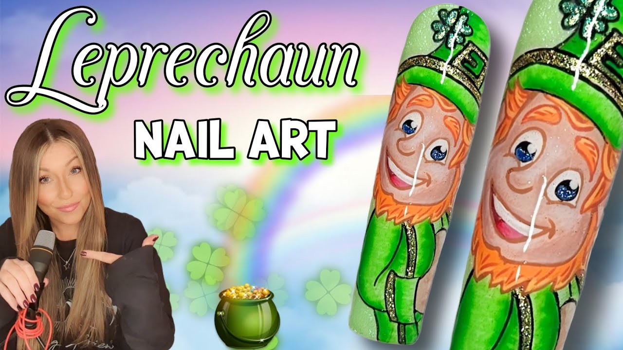 🍀 Leprechaun Nail Art Design | St Patrick's Day Nails | Irish | Gold Green Shamrock | Miss Jo's