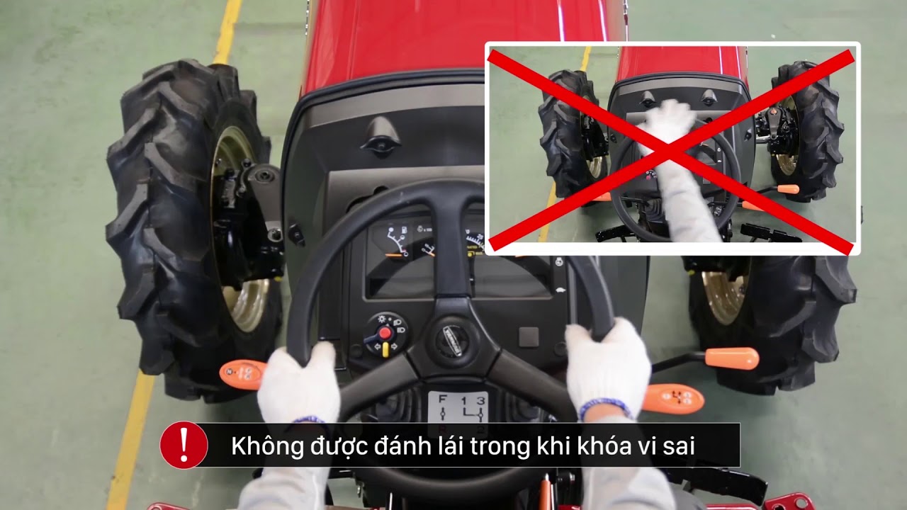 Khóa vi sai máy kéo Yanmar (không được đánh lái khi đang khóa vi sai)