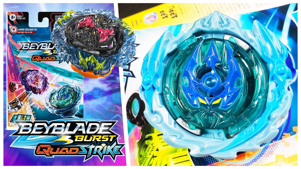 DOUBLE REVIEW!! NEW Hydra Poseidon P8 & Ambush Bazilisk B8 Burst Beyblade QuadStrike Unboxing S 7