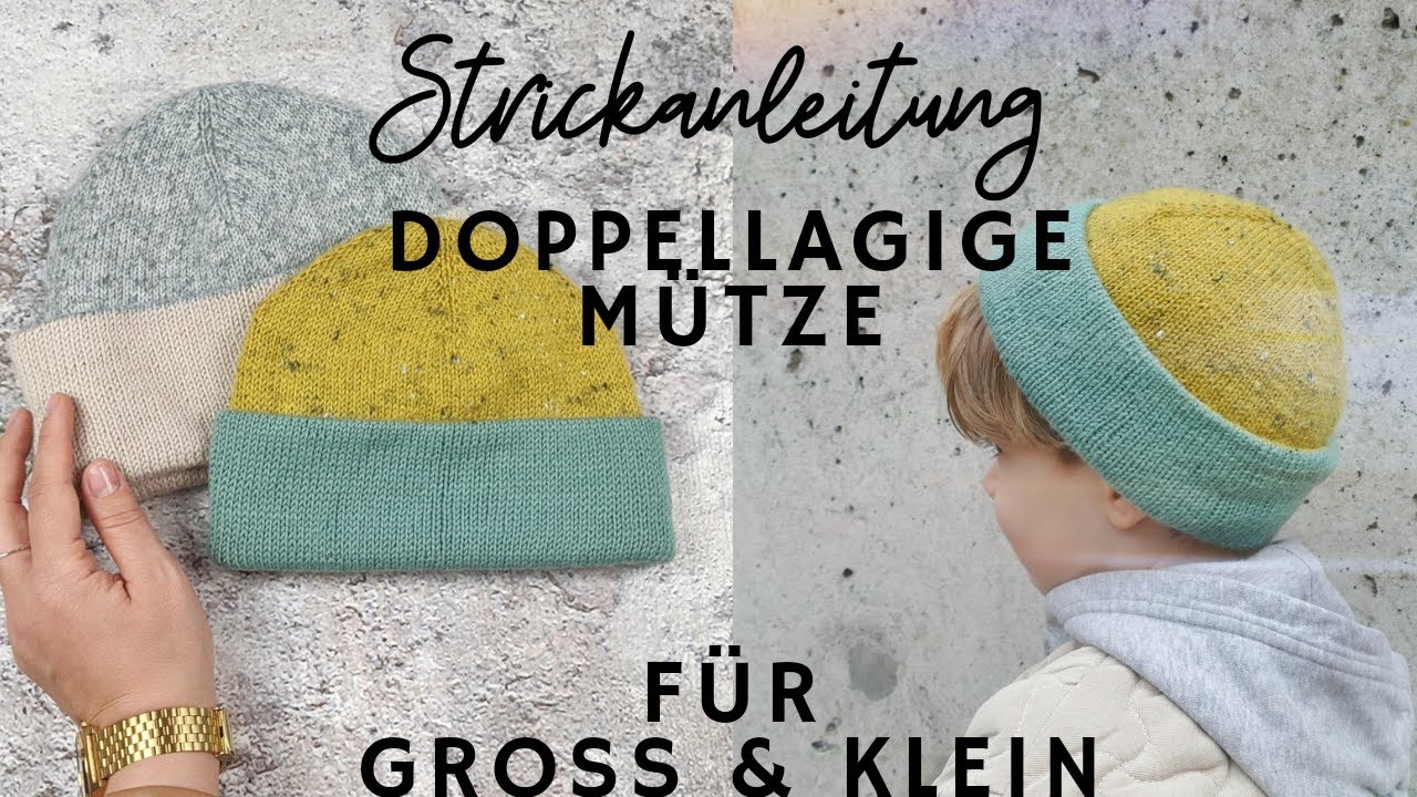 Strickanleitung - doppellagige M&uuml;tze f&uuml;r jeden Kopfumfang
