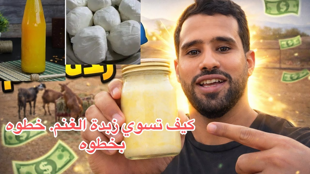 خطوات استخراج زبدة من حليب الغنم 💸وزيادة الدخل  علاج ابو سنين او التهاب اللثه للبهم بزيت 