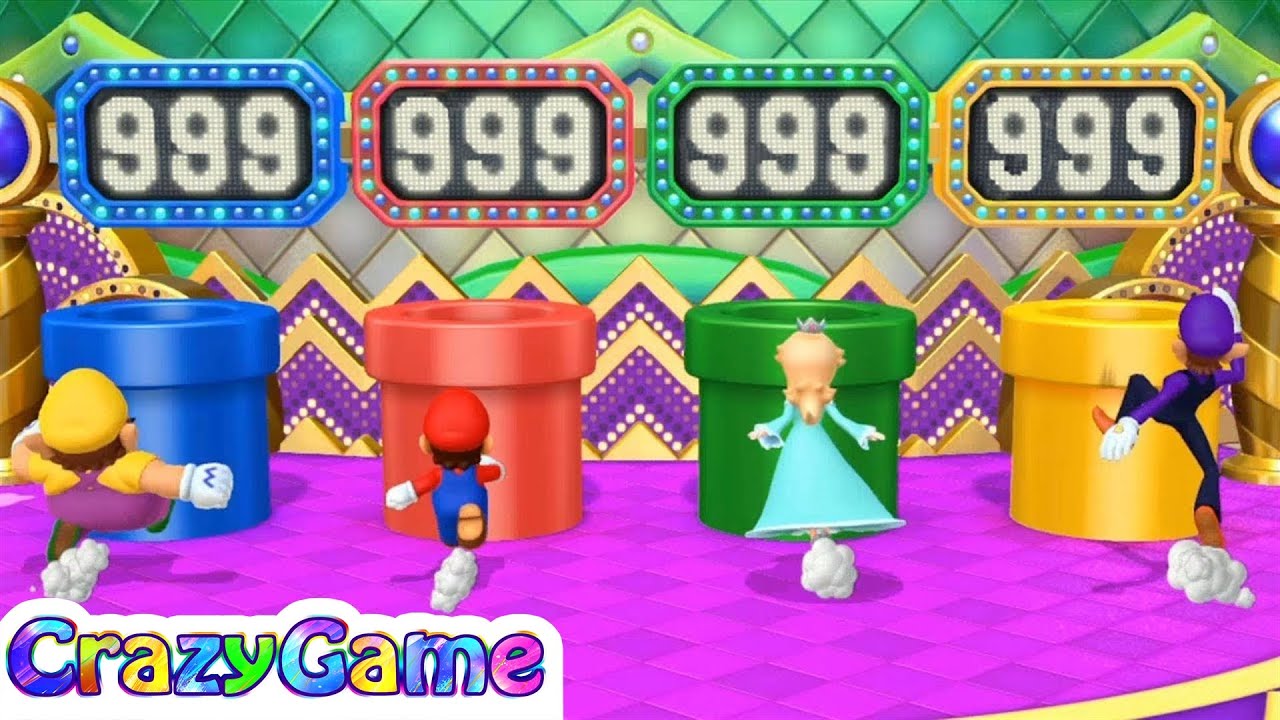 Mario Party 10 Coin Challenge - Wario vs Mario vs Rosalina vs Waluigi Gameplay | Crazygaminghub