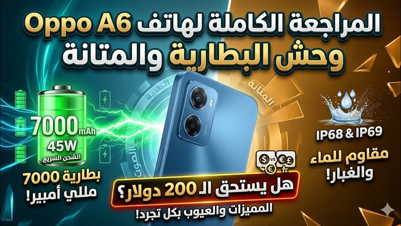 مراجعة Oppo A6 | هل يستحق الشراء؟ وحش البطارية والمتانة بـ زوج ملاين