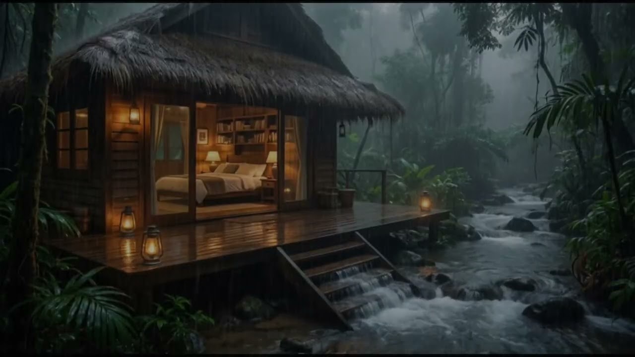 Gentle Rain in A Cozy Forest Bedroom 🌧️ Soft Night Rain for Deep Sleep & Relaxation